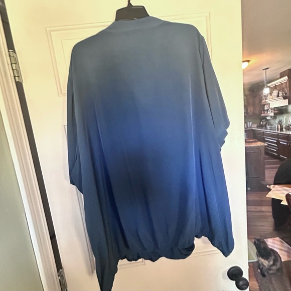 BloomChic 28 Navy Wrap-Front Short Sleeve Women's Top - Picture 6 of 8